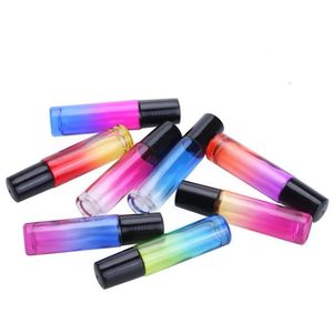 En gros 600 pcs Coloré 10 ml ROLL SUR BOUTEILLE EN VERRE Parfums HUILE ESSENTIELLE Bouteilles De Parfum Avec Bille En Métal 600 Pcs Lot Gratuit Shi Qdvs