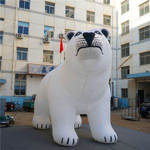 vente en gros ours polaire ballon gonflable blanc géant de 6 ml (20 pieds) avec bande et ventilateur pour la décoration d'événements en ville
