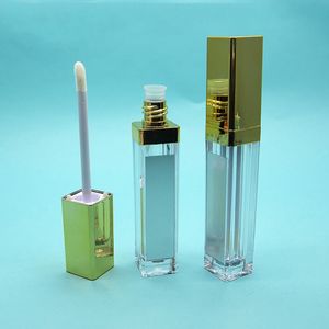 Venta al por mayor 7ML LED Tubos de brillo de labios vacíos Botellas recargables con espejo Botella cuadrada transparente Contenedor de brillo de labios Tubo de embalaje de maquillaje de plástico