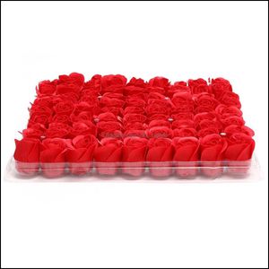 Venta al por mayor 81 Unids / caja Jabón de rosas hecho a mano Flores secas artificiales Día de la madre Boda San Valentín Regalo de Navidad Decoración para el hogar Drop Deliv