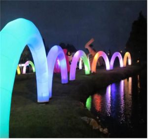 Venta al por mayor, arco de iluminación de 8 m W, arco de arco LED inflable, gran arco de luz de Navidad al aire libre para eventos de fiesta con tiras