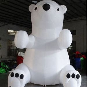 wholesale 8 mH (26 pies) con soplador Publicidad Gran oso polar inflable blanco Oso de peluche inflable gigante globo animal para decoración navideña