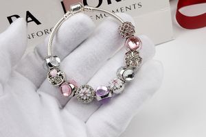 Gros-925 Murano Verre Charme Bracelets Perle CZ Cristal Charmes Balancent Pour Les Femmes Original DIY Bijoux Style Fit Pandora