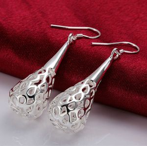 En gros 925 boucles d'oreilles en argent Sterling pour femmes creux larme longue boucle d'oreille bijoux de mariage fête