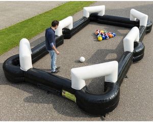 wholesale 9 ml x 6 mW (30 x 20 pies) con 16 bolas de billar inflable, mesa de fútbol, campo de fútbol, juego de billar de PVC con bolas y soplador en venta
