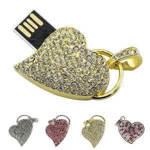 Mandeo y minorista en forma de metal Metal Heart Drive USB 1 a 128 GB Memory Stick 2.0 Memoria Flash Memoria