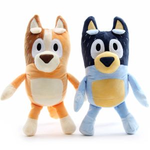 Petit chien de 30cm, manteau familial orange et bleu, jouets de poupée en peluche pour parents de chiens, cadeaux mignons, vente en gros et au détail