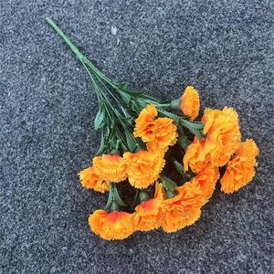 Venta al por mayor de flores de clavel artificiales, ramo de claveles de seda para decoración de bodas