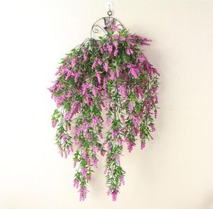 Vigne de fleurs artificielles en gros 80 cm de long glycine de lavande suspendue en rotin de glycine fleurs de lavande en rotin pour les décorations de la maison
