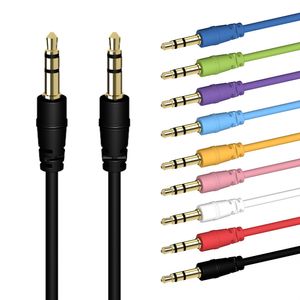 Câble audio en gros 1M 3.5mm Jack plaqué or prise mâle à mâle cordon auxiliaire auxiliaire étendu pour haut-parleur de casque de téléphones Samsung