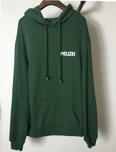 Vente en gros - Sweat-shirt d'automne surdimensionné vert Polizei 16ss Sweat à capuche brodé avec lettres Hommes Femmes Hiphop Sweats à capuche Streetwear Vêtements urbains
