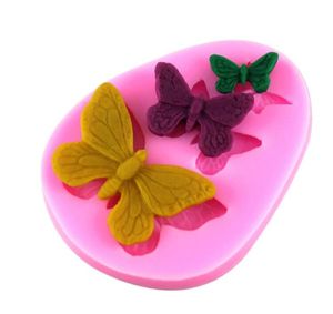 Moules de cuisson en gros moule papillon accessoires en silicone 3D bricolage sucre artisanat coupe-chocolat moule fondant outil de décoration de gâteau 3 couleurs