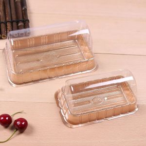 wholesale Boîte d'emballage de cuisson Pain suisse Boîtes à gâteaux jetables Mousse de fromage Étui à pâtisserie en plastique transparent Longs blisters