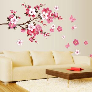 En gros belle Sakura Stickers muraux salon chambre décorations bricolage fleurs Pvc maison décalcomanies murale Arts affiche