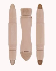 Groothandel Beauty Contour Highlighter Sticks 2 in 1 dubbelzijdige Cream Concealer Highlight Stick Make-up Set Gebronsde Bladerdeegborstel Supply ZZ