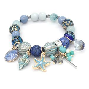 Wholesale-bracelet luxury designer jewelry women bracelets natural stone beads charm sea serials Bracelet iced out bracelet NE983-1
