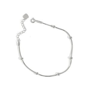 Bracelet en gros solide 925 argent sterling 1 mm chaîne de serpent rond mince avec des bracelets de perles 240424