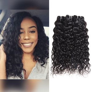 Ishow Water Wave 4 Bundles Trame de Cheveux Wet and Wavy Virgin Hair Extensions 8A Bundles de Cheveux Humains Brésiliens Tissage pour Femmes Filles Tous Âges Couleur Naturelle 8-28 pouces