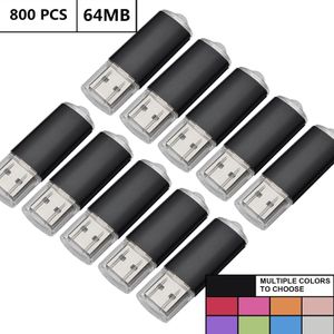 Venta al por mayor Bulk 800PCS 64MB Unidades flash USB Rectángulo Memory Sticks Almacenamiento Thumb Pen Drive Almacenamiento Indicador LED para computadora Laptop Tablet