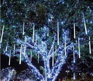 Venta al por mayor Luces de meteoritos de Navidad Decoración al aire libre impermeable Azul Blanco RGB Nevadas Lluvia LED Tubos de luz de ducha UE EE. UU. Reino Unido AU Enchufe