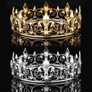 Accessoires de bal en gros de cercle d'or King Men's Crown Round Imperial Tiara 210707