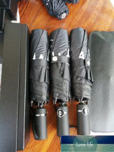 Parapluie noir classique 3 plis entièrement automatique, Parasol de dernier Style avec boîte-cadeau et sac en cuir pour Clients VIP, vente en gros