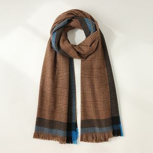 Venta al por mayor clásico cálido y cómodo bufanda de lana de otoño invierno para mujer patrón a cuadros sin caja