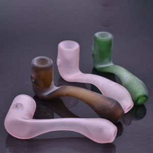 Pipa de tabaco sherlock de vidrio de marca colorida al por mayor para fumar hierba seca con orificio para carbohidratos