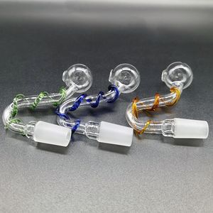 Venta al por mayor Tubos de agua coloridos Hilo Pyrex Vidrio Quemador de aceite 14 mm 18 mm Junta hembra masculina para Hookah Bong Dab Rig Herramienta para fumar