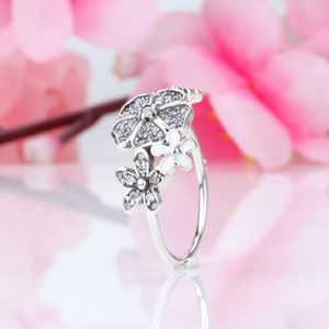 Anillo al por mayor-creativo para Pandora 925 plata esterlina CZ diamante brillo ramo anillo artículos de moda para mujer con caja original