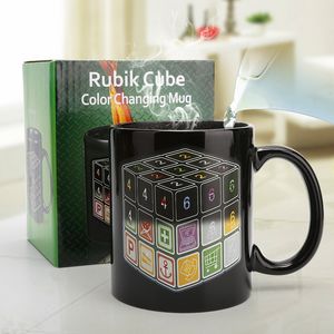 Cubo de Rubik de cerámica creativo, taza mágica para la mañana, café, té, leche, caliente, frío, sensible al calor, taza que cambia de Color, taza, caja de regalo, embalaje