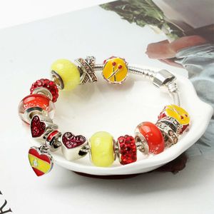 Gros-Coupe Date Populaire Charme Bracelets Chamilia Perles Pour Femmes Original DIY Bijoux Décoration Fit Coupe Du Monde Drapeau Bracelet