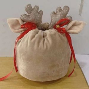 En gros personnalisé mignon renne velours cordon Santa sac bois cadeau de noël sac FY5807 0830