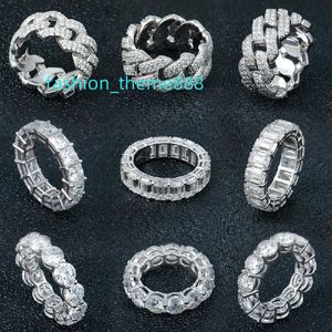 Venta al por mayor, diseño personalizado, hip hop, helado, Plata auténtica, Plata de Ley 925, joyería fina para hombres, anillos de diamantes moissanite para hombres