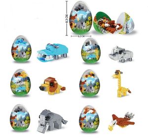 Comercio al por mayor personalizado huevo de dinosaurio Bblocks Lepin Toys 9060 ladrillos huevos de Pascua construir ladrillo 6 en 1 DIY pequeña partícula dinosaurio figura bloques Twist Egg Blind Box para niños