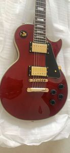 Vente directe en gros d'usine personnalisée LP CUSTOM guitare électrique rouge vin, haute qualité sonore, table en acajou, touche en palissandre, panneau en acajou