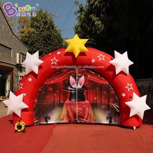 wholesale Personnalisé 8mWx4mH (26x13.2ft) annonçant des étoiles gonflables arhces entrée porte cintrée exploser arcade pour fête événement décoration jouets sport