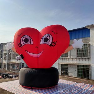 wholesale Dessin animé mignon de coeur gonflable de 5 m 16,4 pieds avec la base noire pour la décoration de la Saint-Valentin/fête