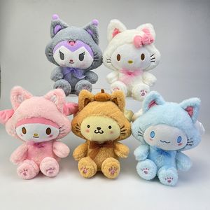 Vêtements mignons en gros, jouets en peluche de chaton, poupées Kuromi, jouets en peluche blanc, camarades de jeu pour enfants, décoration à domicile