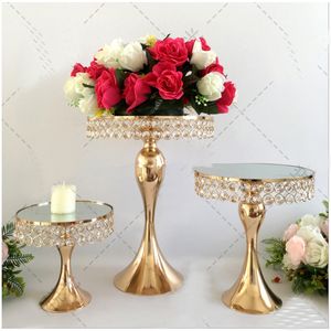 Decoración al por mayor, estante de flores para boda, soporte para velas, soporte dorado para zócalo