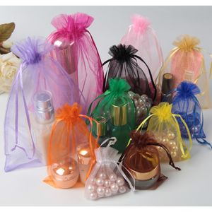 Sacs en organza à cordon de serrage en gros Sac d'emballage cadeau pochettes Pochette à bijoux Organisateur Couleurs de bonbons sacs paquet affaires présentes promotions