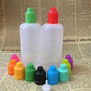 Venta al por mayor Botella cuentagotas PE 100 ml Botellas de plástico líquido E vacías con tapa colorida a prueba de niños