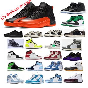 Con Box 12 Brilliant Orange Flight Dof Field Purple Zapatillas de baloncesto para hombre Stealth Black Taxi 12s Hyper Royal University Blue 1 1s 11s 11 Space Jam unc Bred WMS Sneakers