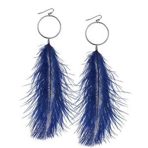 Gros-eal Autruche Plume balancent boucles d'oreilles pour les femmes occidentales vente chaude alliage boucle d'oreille fille Bohème vacances style bijoux trois couleurs