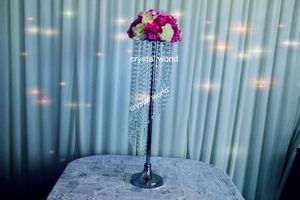 venta al por mayor !!! Centros de mesa elegantes y altos de cristal plateado, soporte de flores de metal para decoración de bodas