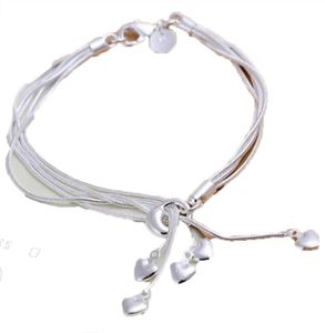 Charme de mode en gros 925 Sterling Silver Muti Line Bracelets Chain Hearts Braclets for Women Jewelry Pulseras de Plata 925 H067334513