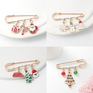 Broche de noël avec canne à bonbons, boîte-cadeau du père noël, breloques, épingle de sûreté pour femmes, bijoux cadeaux de noël, plusieurs modèles, vente en gros