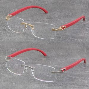 Vente en gros Mode Haute Qualité En Bois Métal Sans Monture Cadre Homme Femme Carré Optique Original Lunettes En Bois 18K Or Cadre lunettes 8200757 Lunettes Unisexe Taille: 57