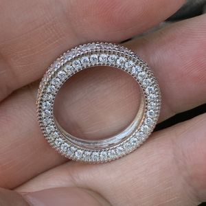 Joyería al por mayor-925 de la manera anillo de la venda del anillo de diamante de la CZ Topaz blanco piedras preciosas compromiso de la boda Sterling Silver Circle para regalo de los amantes