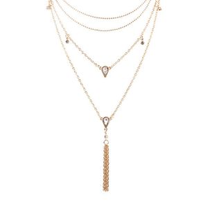 Gros-mode designer de luxe multicouche chaîne en métal diamant cristal pendentif tour de cou déclaration collier pour femme